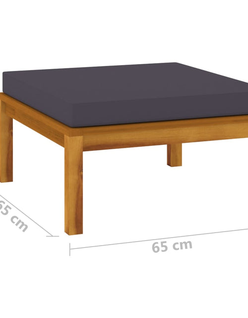 Загрузите изображение в средство просмотра галереи, Taburet de picioare, cu pernă gri închis, lemn masiv de acacia - Lando
