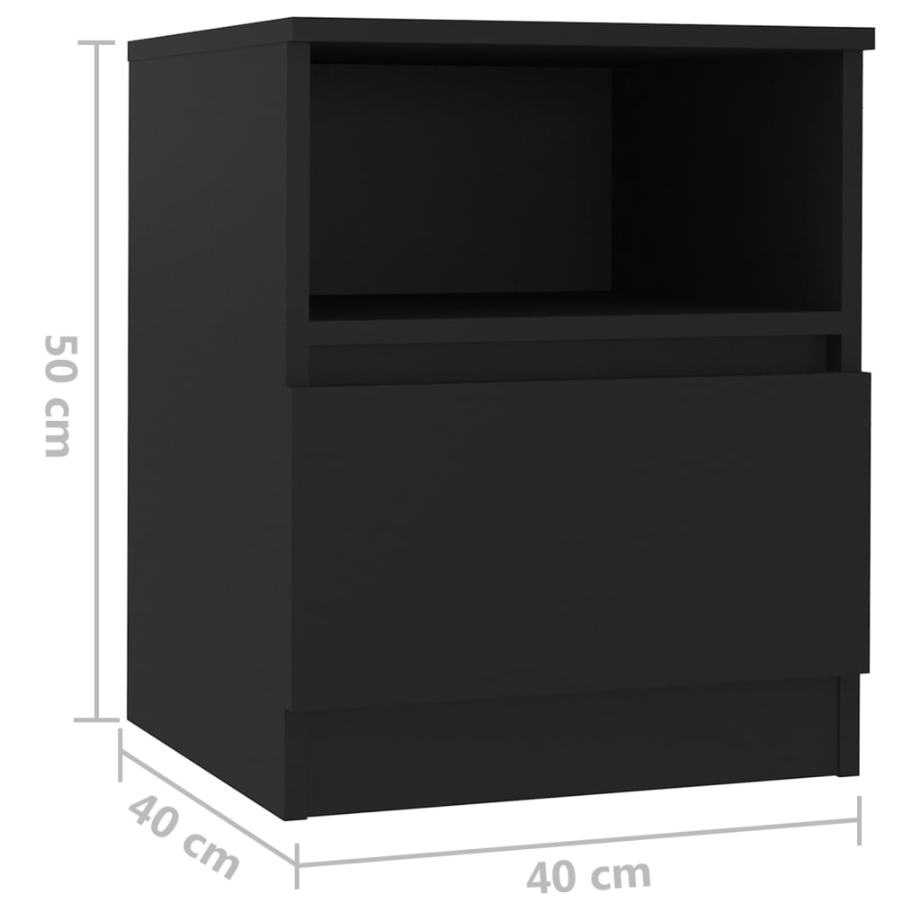 Noptiere, 2 buc., negru, 40x40x50 cm, PAL - Lando