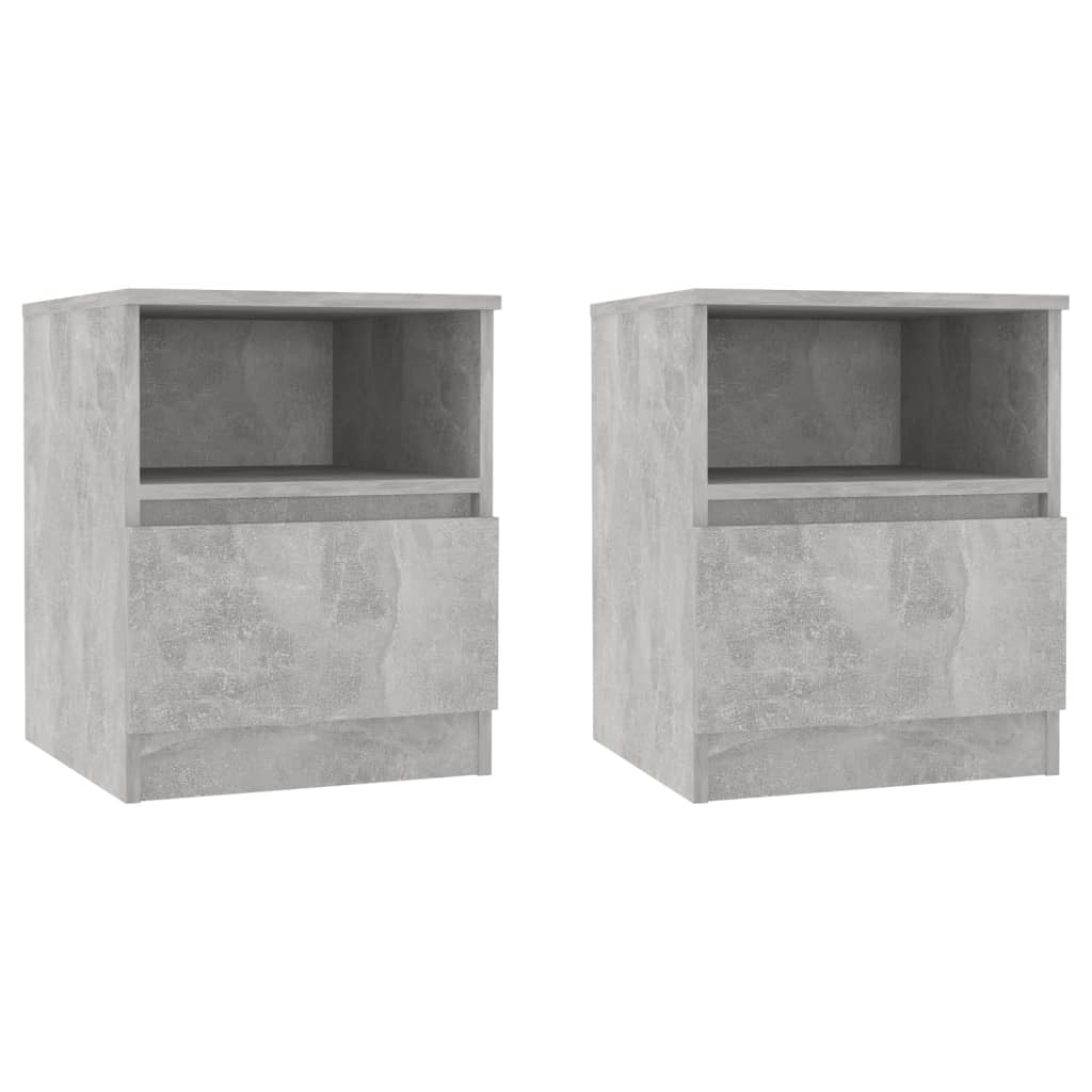 Noptiere, 2 buc., gri beton, 40x40x50 cm, PAL - Lando