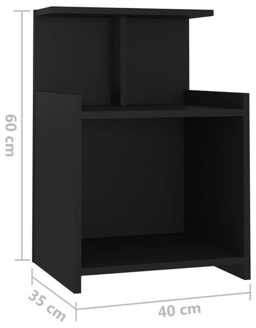 Загрузите изображение в средство просмотра галереи, Noptiere, 2 buc., negru, 40x35x60 cm, lemn compozit - Lando
