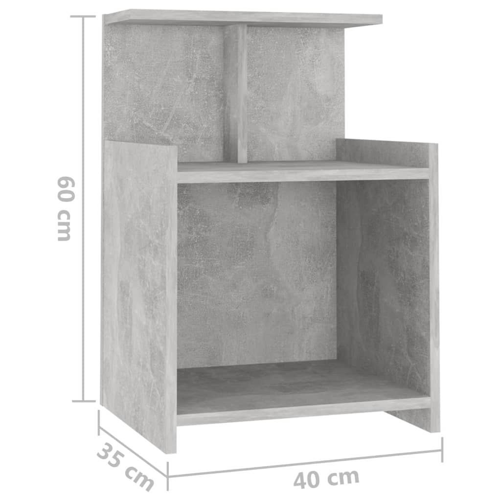 Noptiere, 2 buc., gri beton, 40x35x60 cm, PAL - Lando