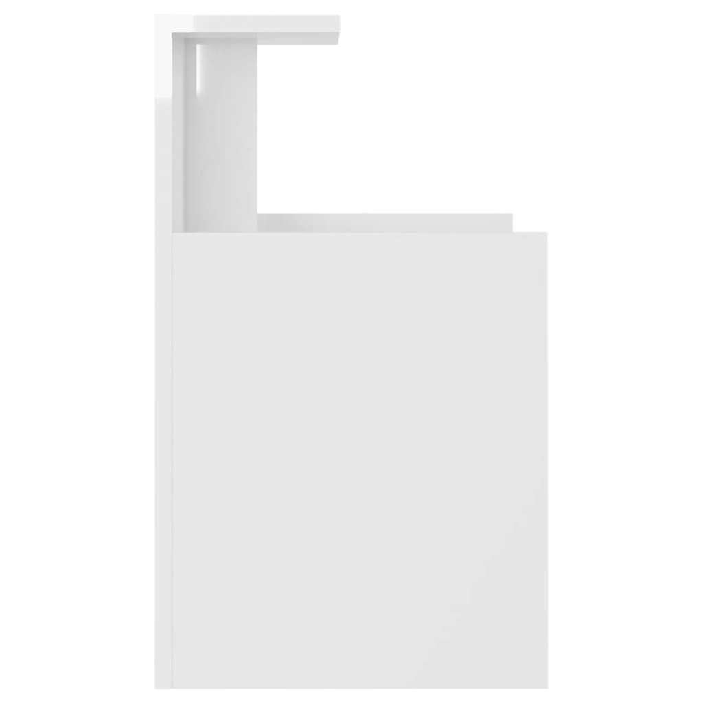 Noptiere, 2 buc., alb extralucios, 40x35x60 cm, PAL - Lando