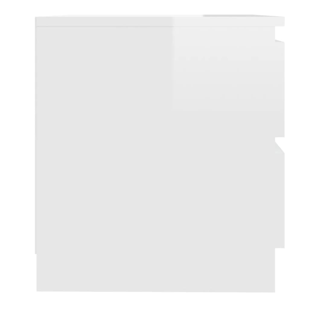 Noptiere, 2 buc., alb extralucios, 50x39x43,5 cm, PAL - Lando