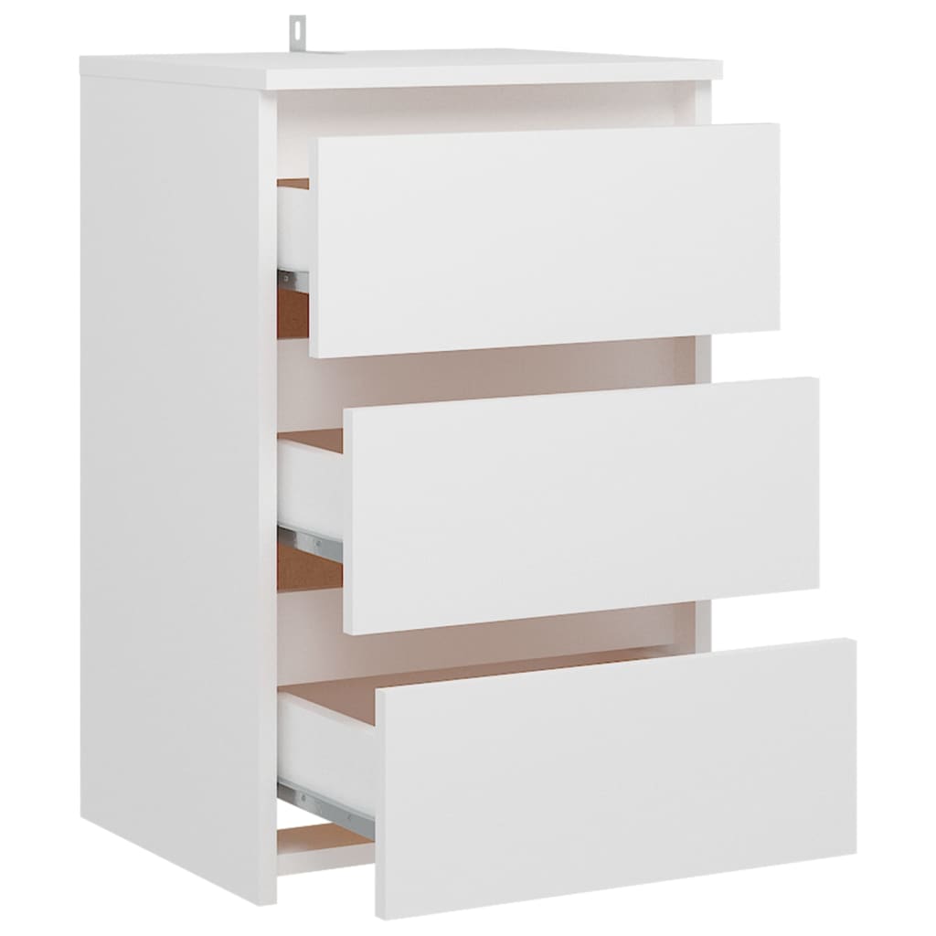 Noptiere, 2 buc., alb, 40x35x62,5 cm, lemn compozit - Lando