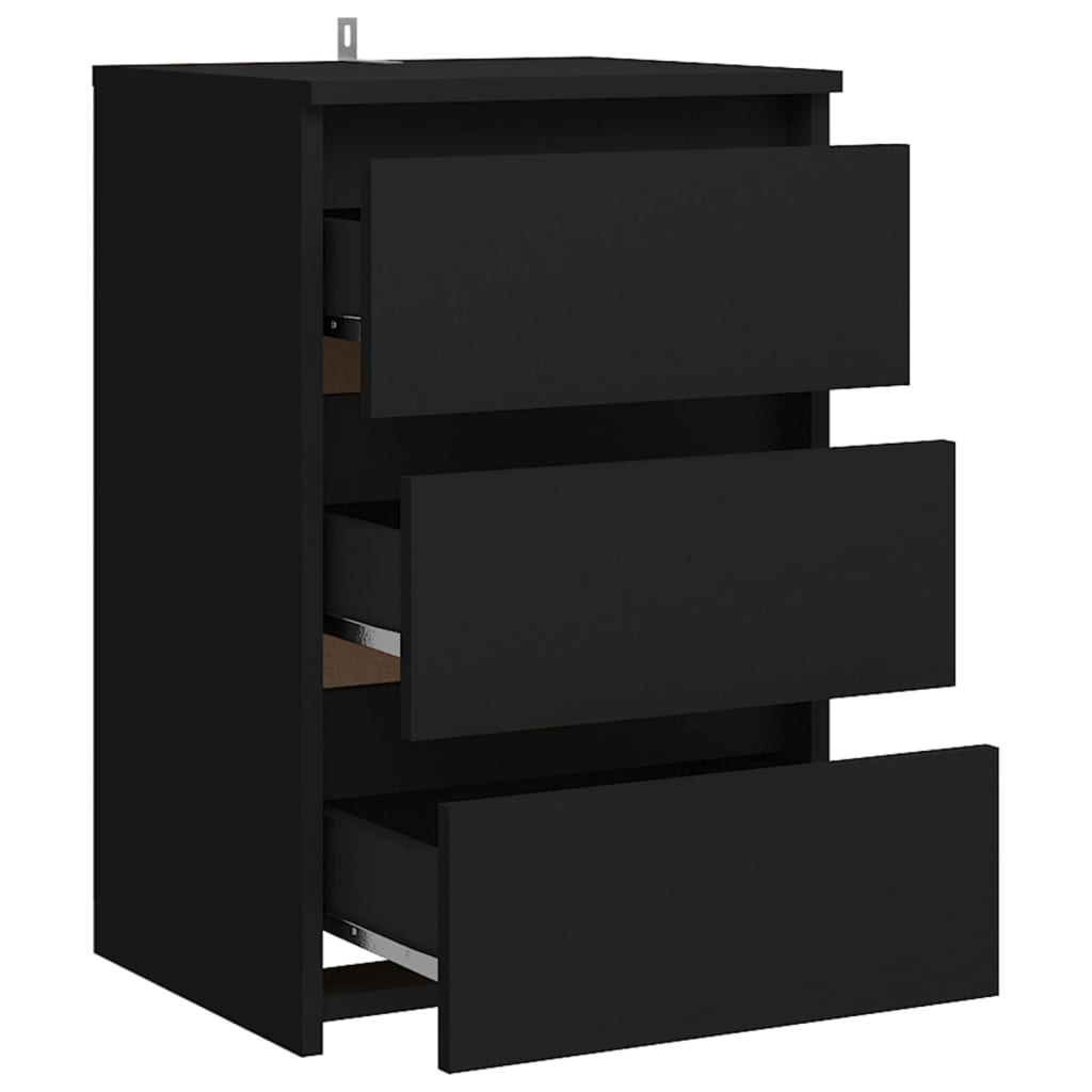 Noptieră, negru, 40x35x62,5 cm, lemn compozit - Lando