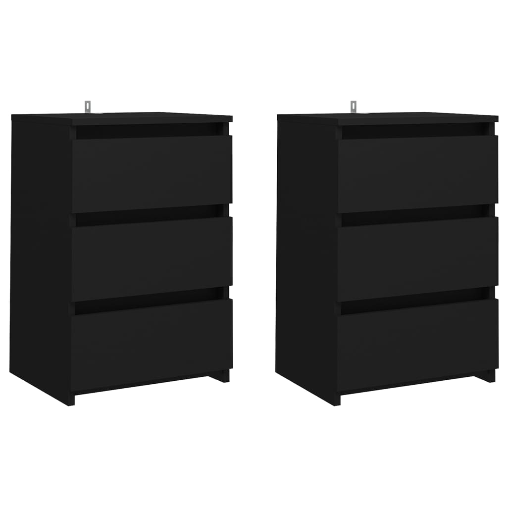 Noptiere, 2 buc., negru, 40x35x62,5 cm, lemn compozit - Lando