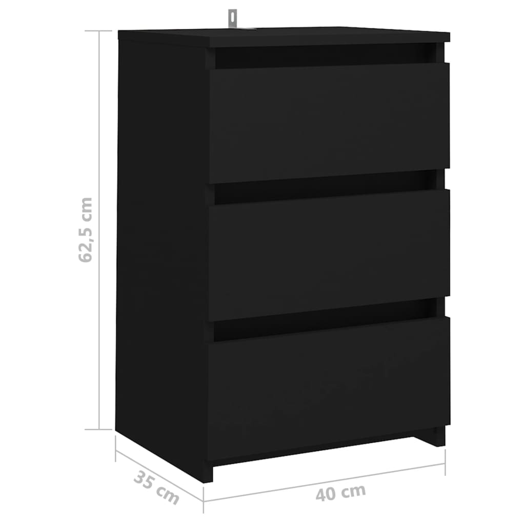 Noptiere, 2 buc., negru, 40x35x62,5 cm, lemn compozit - Lando