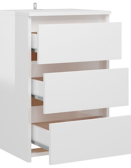 Încărcați imaginea în vizualizatorul Galerie, Noptiere, 2 buc., alb extralucios, 40x35x62,5 cm, lemn compozit - Lando
