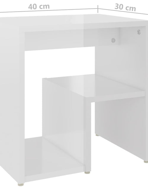 Încărcați imaginea în vizualizatorul Galerie, Noptiere, 2 buc., alb extralucios, 40x30x40 cm, lemn prelucrat - Lando
