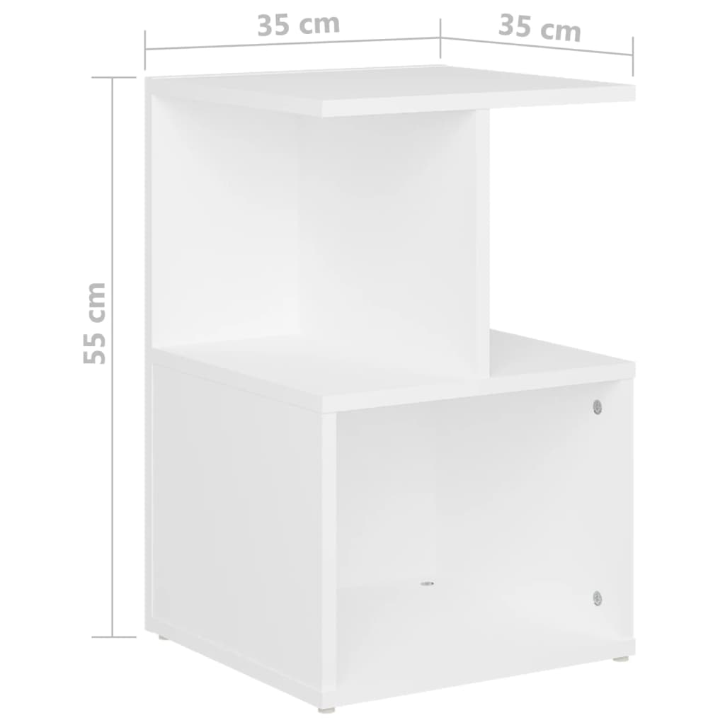 Noptiere, 2 buc., alb, 35x35x55 cm, PAL - Lando