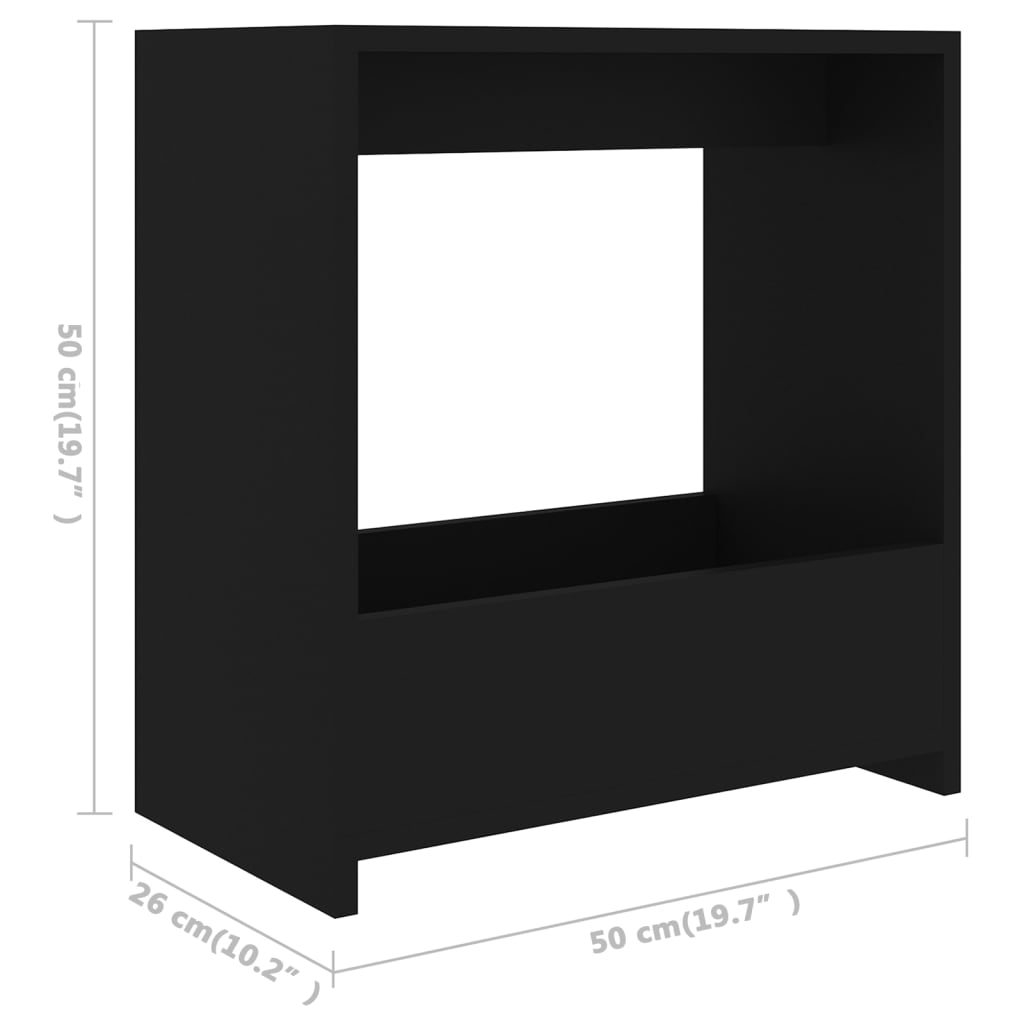 Masă laterală, negru, 50x26x50 cm, PAL - Lando