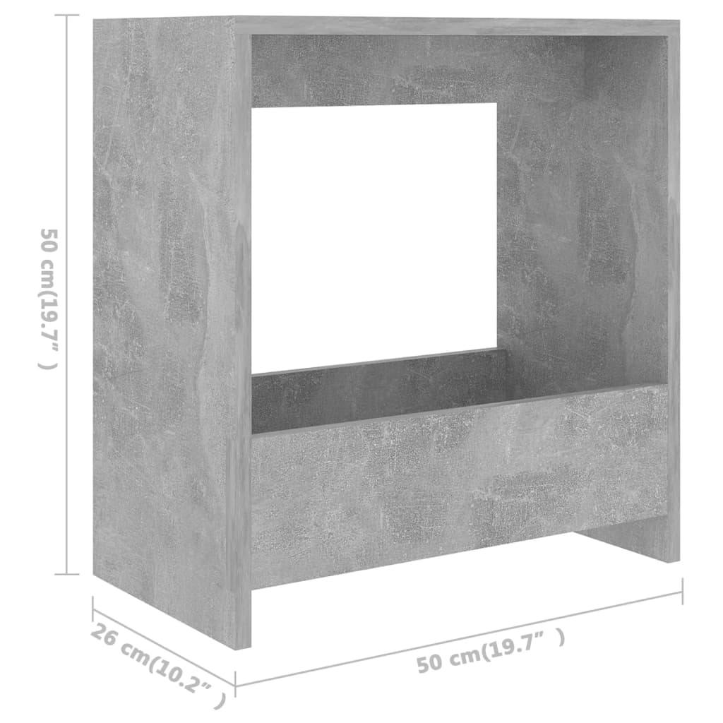 Masă laterală, gri beton, 50x26x50 cm, PAL Lando - Lando