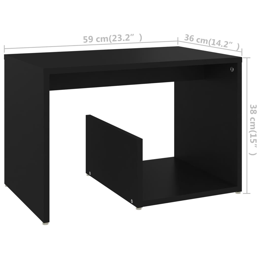 Masă laterală, negru, 59x36x38 cm, PAL - Lando
