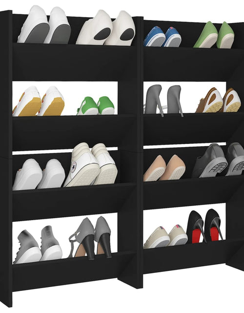 Încărcați imaginea în vizualizatorul Galerie, Pantofare de perete, 4 buc., negru, 60x18x60 cm, PAL - Lando
