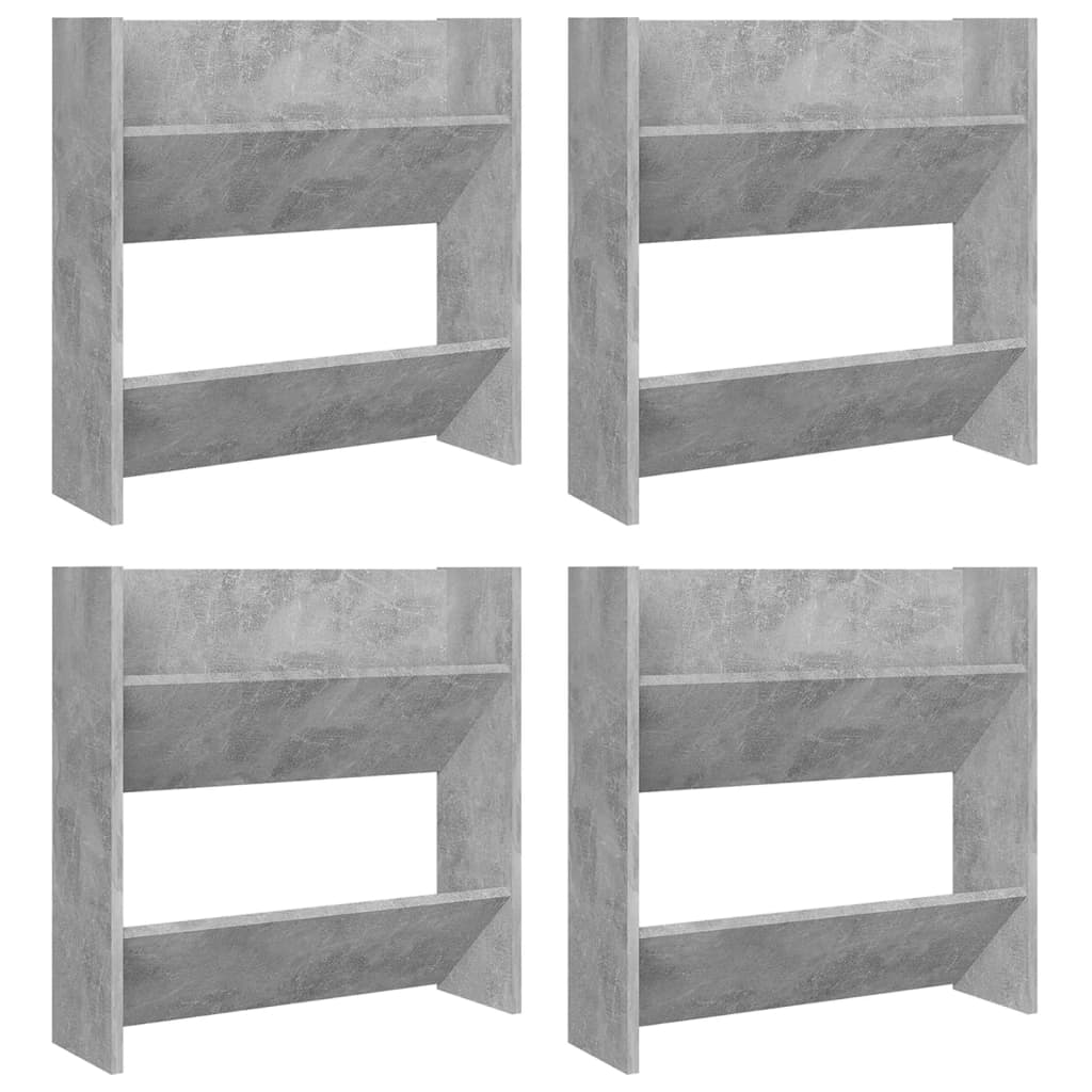 Pantofare de perete, 4 buc., gri beton, 60x18x60 cm, PAL - Lando