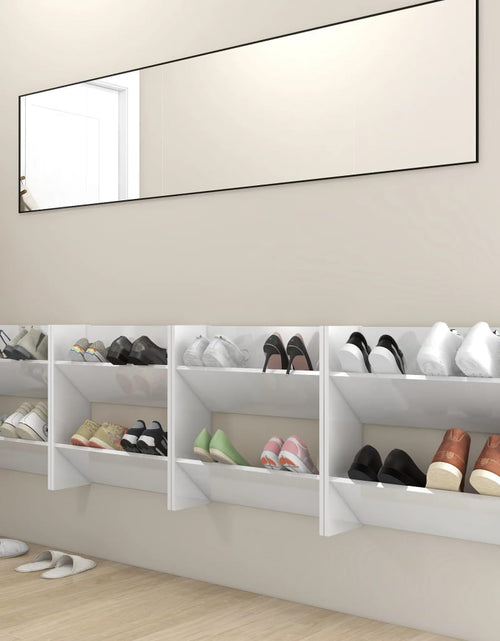 Încărcați imaginea în vizualizatorul Galerie, Pantofare de perete, 4 buc., alb extralucios, 60x18x60 cm, PAL - Lando
