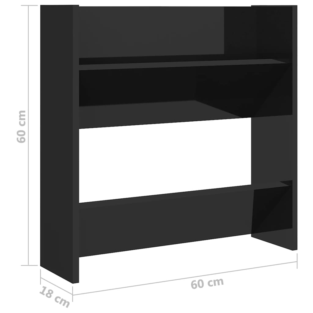 Pantofar de perete, negru extralucios, 60x18x60 cm, PAL - Lando