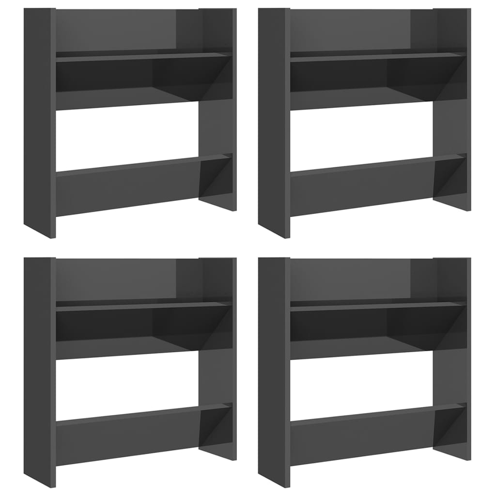 Pantofar perete 4buc. gri extralucios 60x18x60cm lemn prelucrat - Lando
