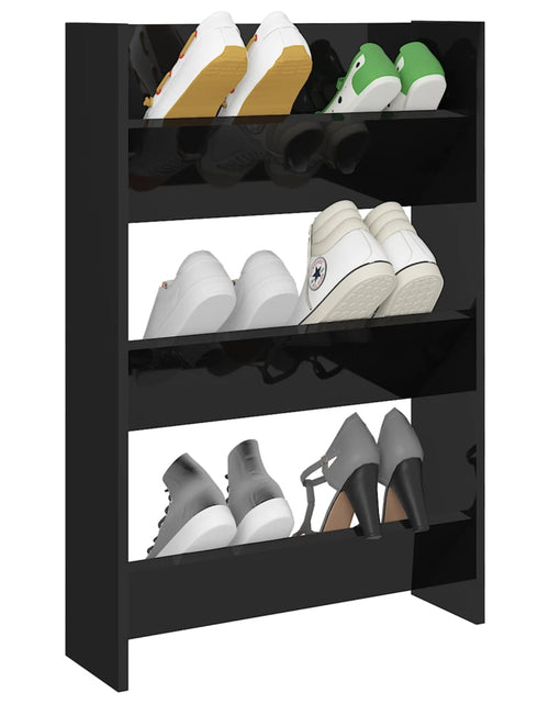 Încărcați imaginea în vizualizatorul Galerie, Pantofar de perete, negru extralucios, 60x18x90 cm, PAL - Lando
