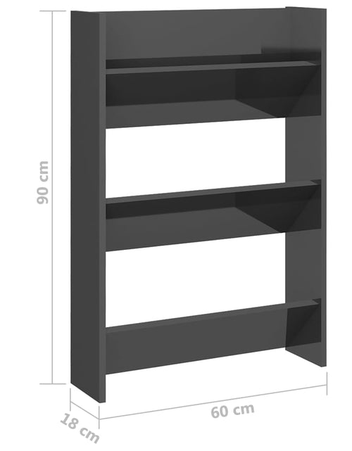 Загрузите изображение в средство просмотра галереи, Pantofar de perete, gri extralucios, 60x18x90 cm, PAL - Lando
