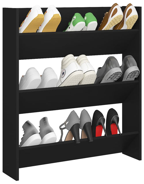 Загрузите изображение в средство просмотра галереи, Pantofar de perete, negru, 80x18x90 cm, PAL - Lando
