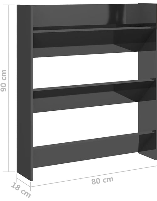 Загрузите изображение в средство просмотра галереи, Pantofar de perete, gri extralucios, 80x18x90cm, lemn prelucrat - Lando
