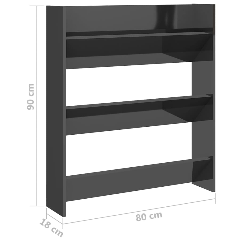 Pantofar de perete, gri extralucios, 80x18x90cm, lemn prelucrat - Lando