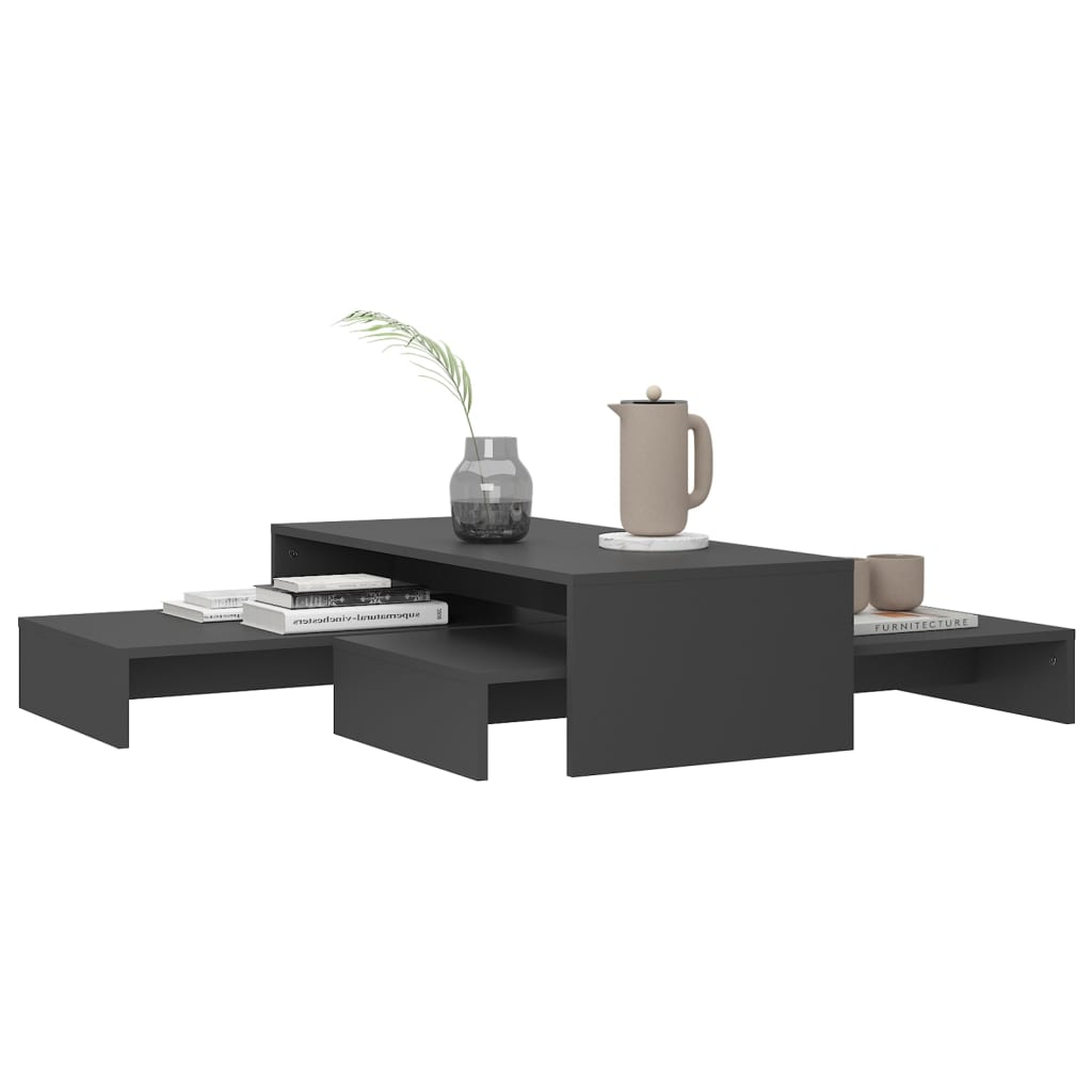 Set de măsuțe de cafea suprapuse, gri, 100x100x26,5 cm, PAL Lando - Lando