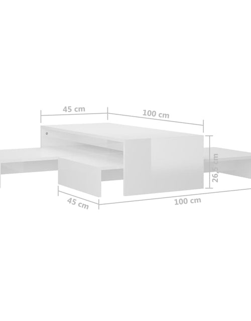 Загрузите изображение в средство просмотра галереи, Set măsuțe de cafea suprapuse, alb extralucios, 100x100x26,5 cm Lando - Lando
