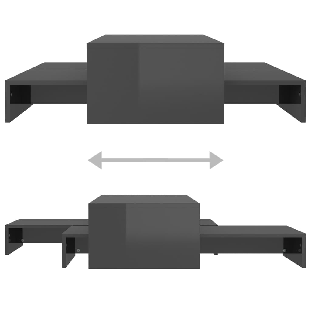 Set măsuțe de cafea suprapuse, gri extralucios, 100x100x26,5 cm Lando - Lando