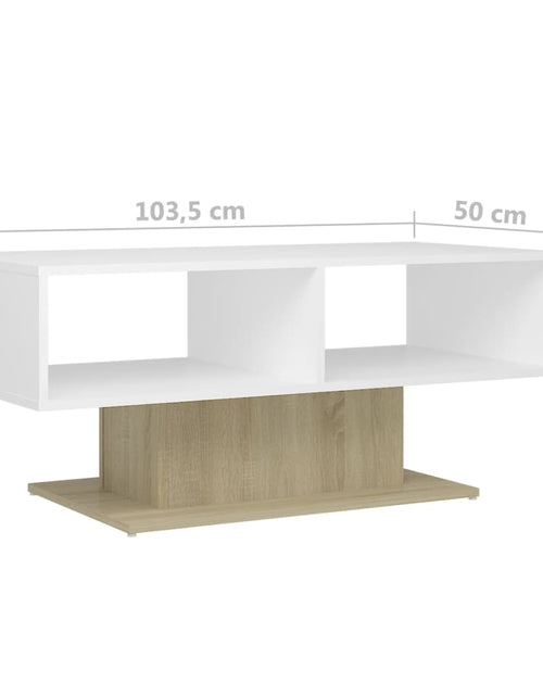 Загрузите изображение в средство просмотра галереи, Măsuță de cafea, alb și stejar Sonoma, 103,5x50x44,5 cm, PAL Lando - Lando
