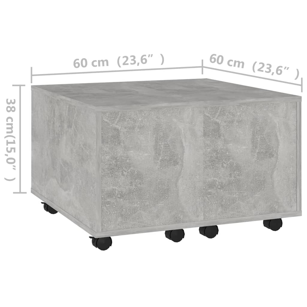 Măsuță de cafea, gri beton, 60x60x38 cm, PAL Lando - Lando