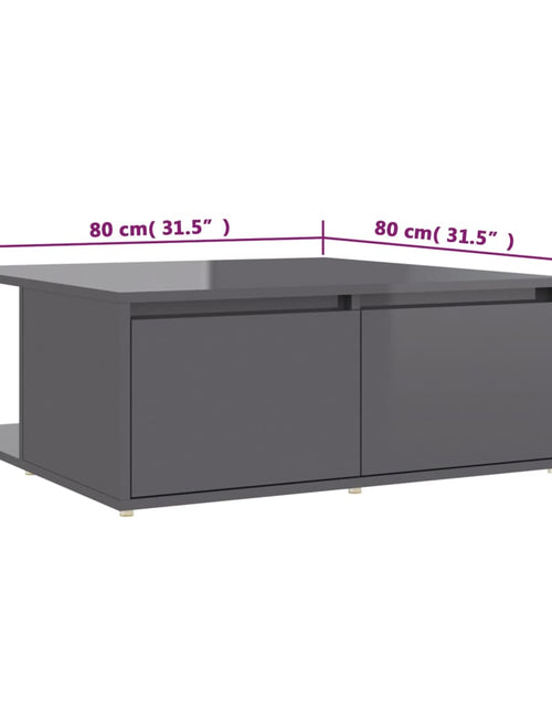 Загрузите изображение в средство просмотра галереи, Măsuță de cafea, gri extralucios, 80x80x31 cm, lemn prelucrat Lando - Lando
