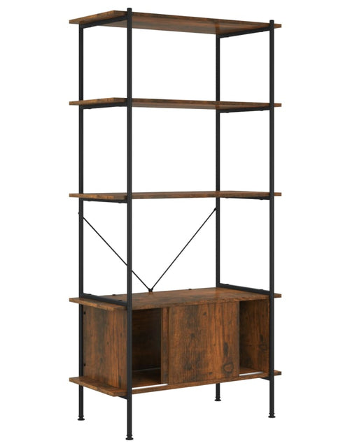 Încărcați imaginea în vizualizatorul Galerie, Unitate rafturi cu 5 niveluri și dulap, 80x40x163 cm oțel&amp;lemn - Lando
