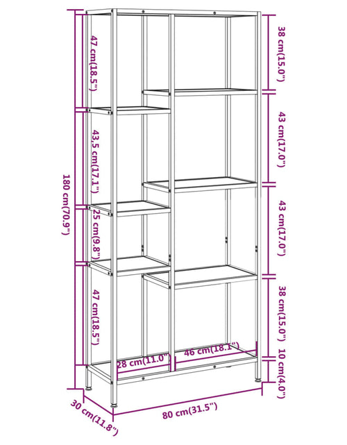 Încărcați imaginea în vizualizatorul Galerie, Bibliotecă, 80x30x180 cm, oțel și lemn prelucrat Lando - Lando
