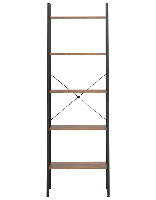 Încărcați imaginea în vizualizatorul Galerie, Raft vertical cu 5 niveluri, maro închis și negru, 56x35x174 cm Lando - Lando
