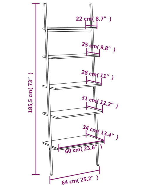 Încărcați imaginea în vizualizatorul Galerie, Raft înclinat cu 5 niveluri maro deschis / negru 64x34x185,5 cm - Lando
