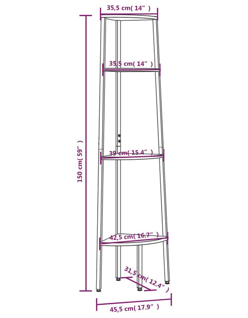 Încărcați imaginea în vizualizatorul Galerie, Raft de colț cu 4 niveluri maro deschis/negru 45,5x31,5x150 cm Lando - Lando
