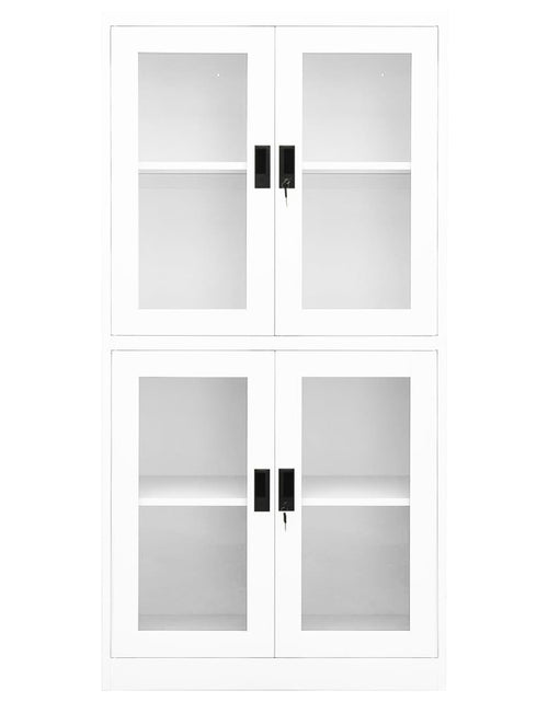 Încărcați imaginea în vizualizatorul Galerie, Dulap de birou, alb, 90x40x180 cm, oțel și sticlă securizată - Lando

