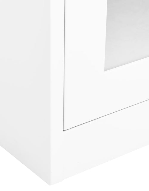 Încărcați imaginea în vizualizatorul Galerie, Dulap de birou, alb, 90x40x180 cm, oțel și sticlă securizată - Lando
