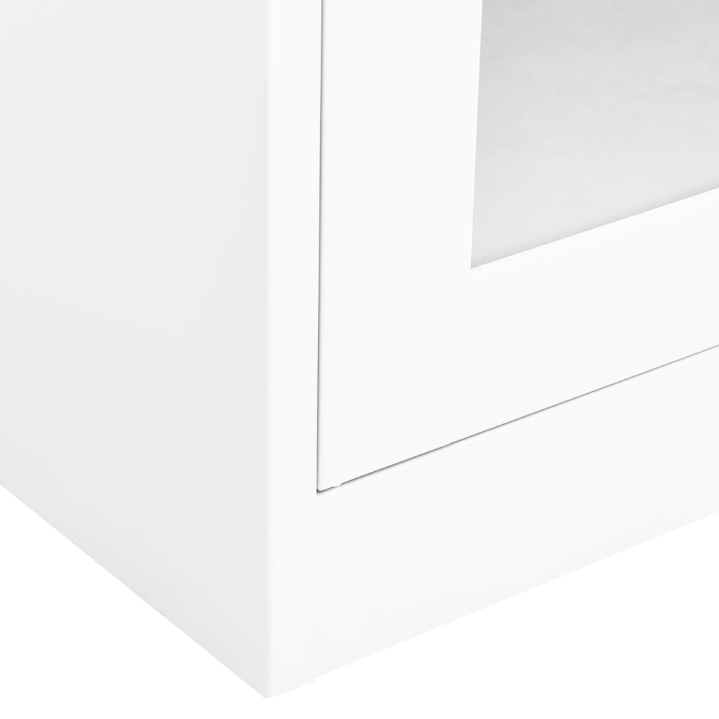 Dulap de birou, alb, 90x40x180 cm, oțel și sticlă securizată - Lando