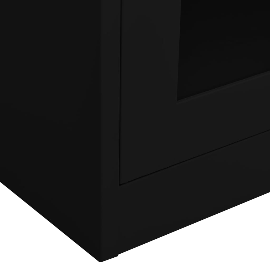 Dulap de birou, negru, 90x40x180 cm, oțel/sticlă securizată - Lando