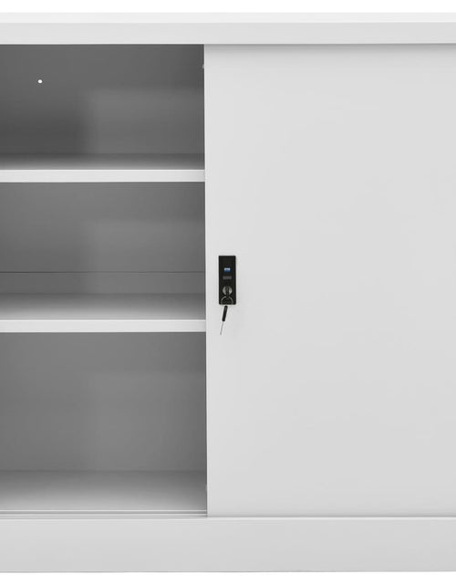 Încărcați imaginea în vizualizatorul Galerie, Dulap de birou cu ușă glisantă, gri deschis, 90x40x90 cm, oțel - Lando
