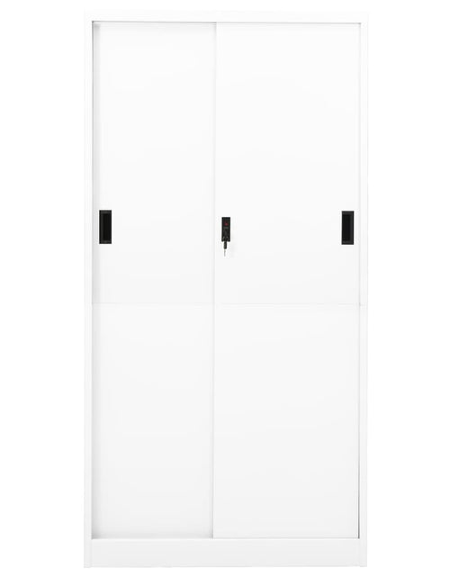 Încărcați imaginea în vizualizatorul Galerie, Dulap de birou cu ușă glisantă, alb, 90x40x180 cm, oțel - Lando
