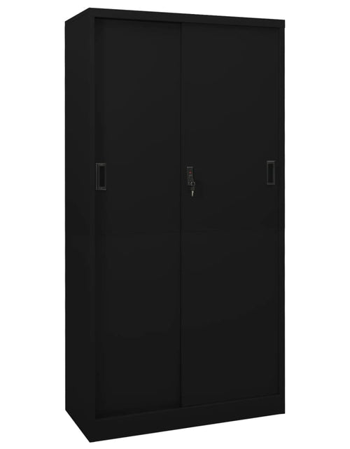 Încărcați imaginea în vizualizatorul Galerie, Dulap de birou cu ușă glisantă, negru, 90x40x180 cm, oțel - Lando
