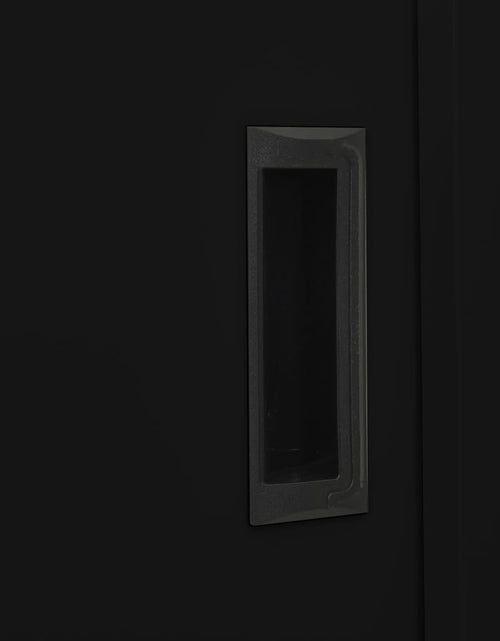 Încărcați imaginea în vizualizatorul Galerie, Dulap de birou cu ușă glisantă, negru, 90x40x180 cm, oțel - Lando
