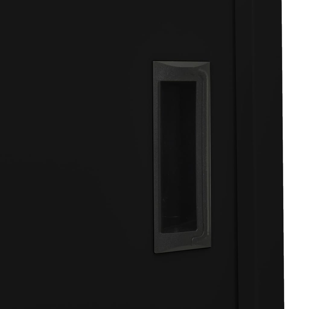 Dulap de birou cu ușă glisantă, negru, 90x40x180 cm, oțel - Lando