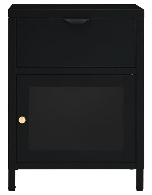 Загрузите изображение в средство просмотра галереи, Noptieră, negru, 40x30x54,5 cm, oțel și sticlă - Lando
