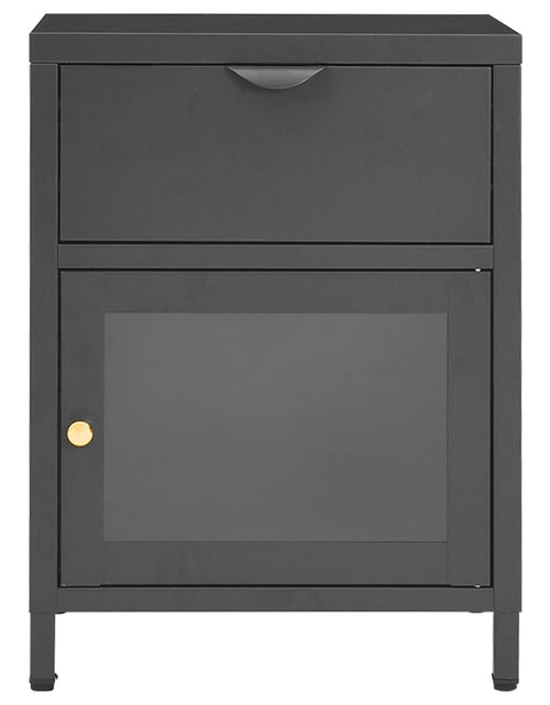 Загрузите изображение в средство просмотра галереи, Noptieră, antracit, 40x30x54,5 cm, oțel și sticlă - Lando
