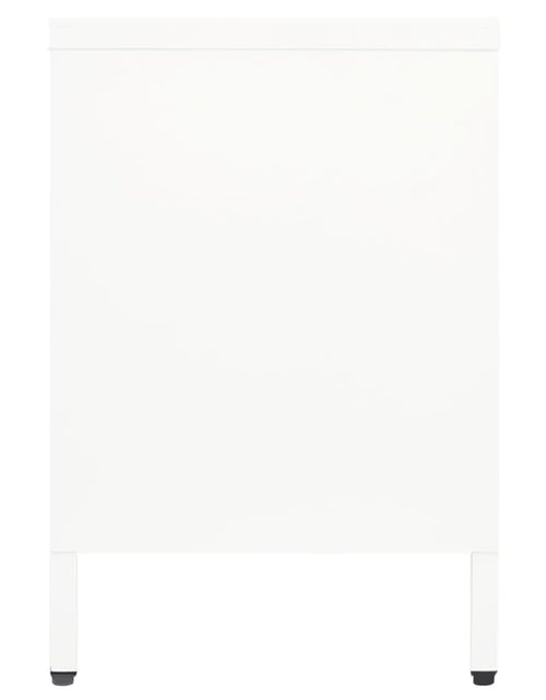Încărcați imaginea în vizualizatorul Galerie, Dulap TV, alb, 105x35x52 cm, oțel și sticlă Lando - Lando
